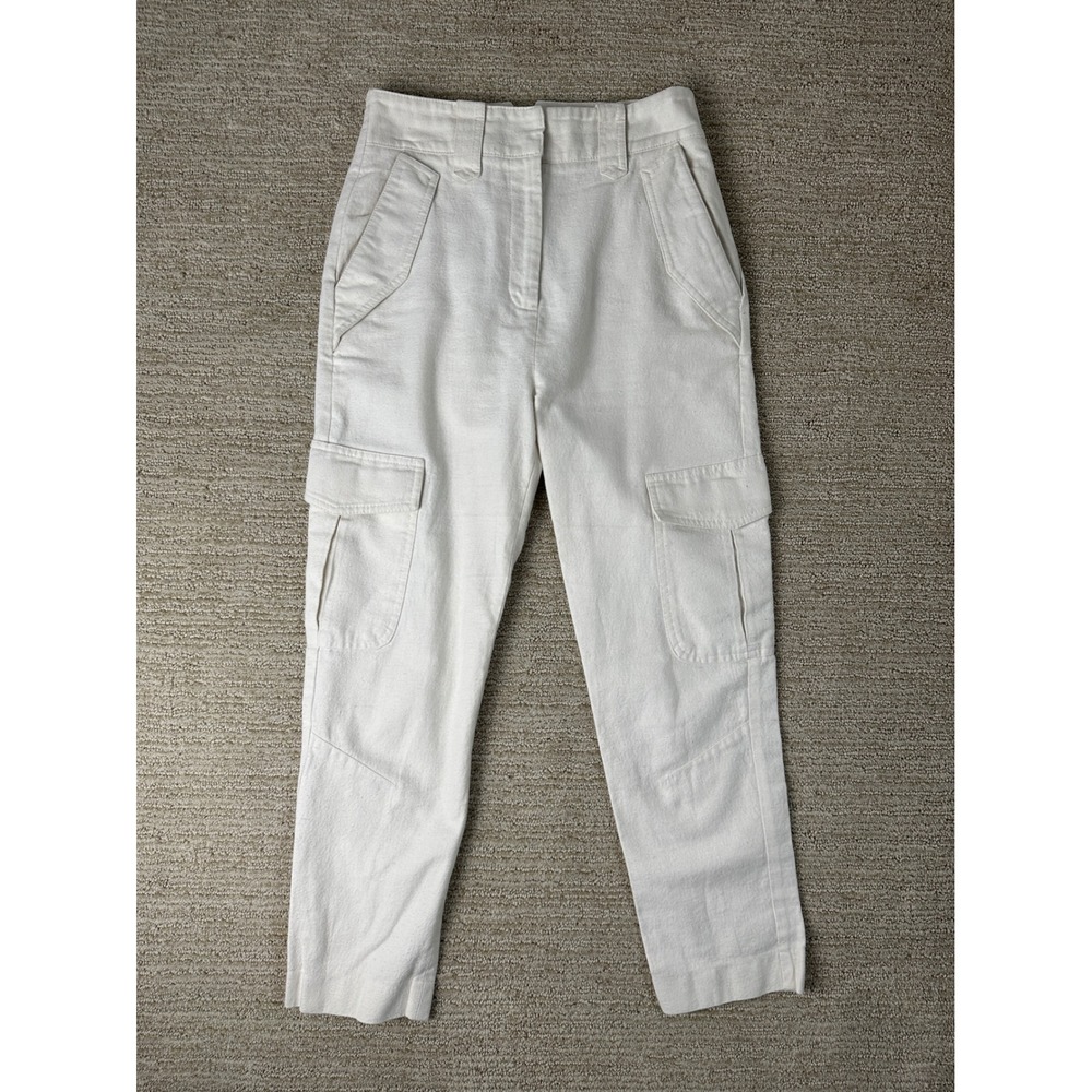 IDA White High Rise Cargo Pants Straight Leg Utility Trousers Size 36
